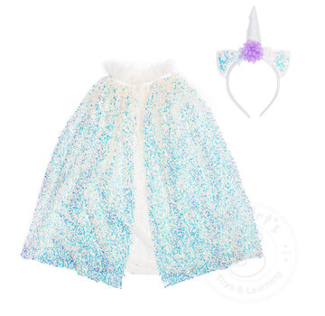 Great Pretenders Great Pretenders Unicorn Sparkle Cape & Headband (Size 4-6)