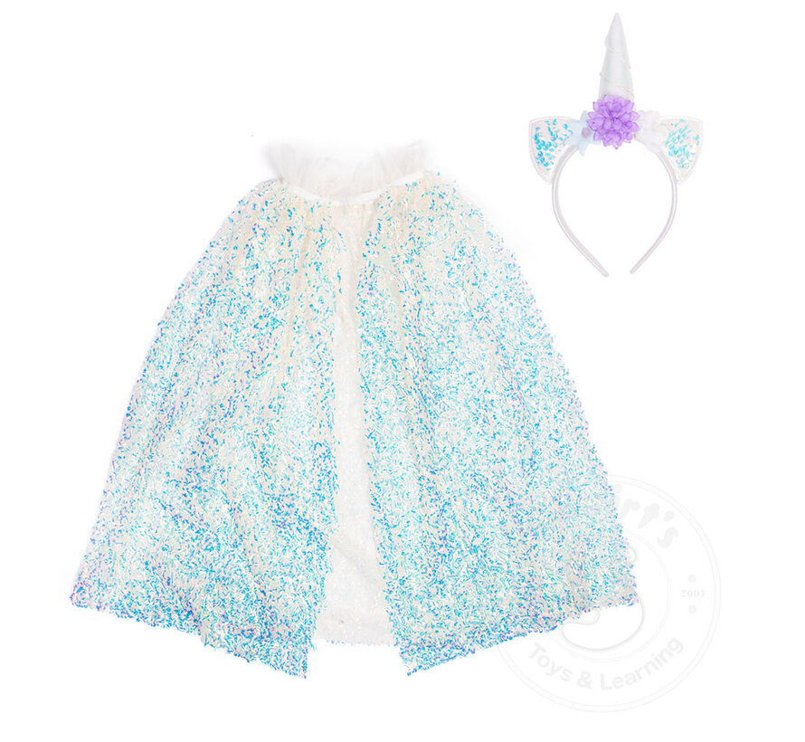 Great Pretenders Unicorn Sparkle Cape & Headband (Size 4-6)