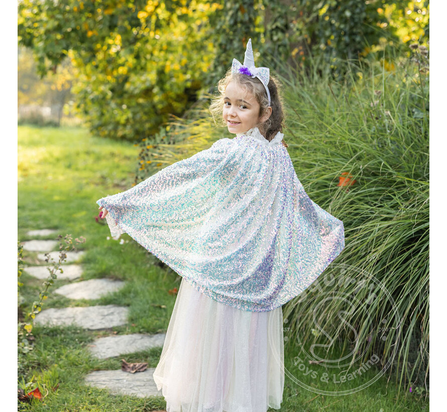 Great Pretenders Unicorn Sparkle Cape & Headband (Size 4-6)