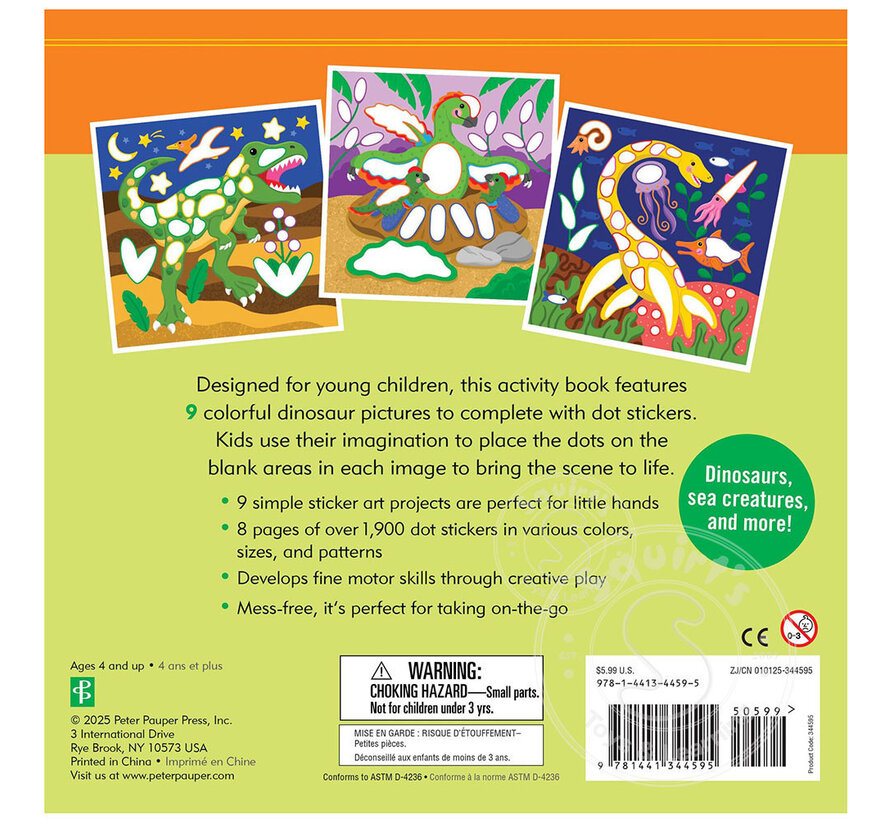 Color-By-Dots Sticker Book - Dinosaurs