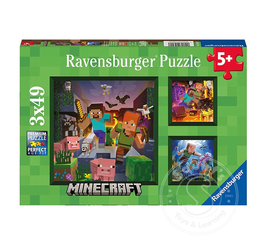 FINAL SALE Rav Minecraft Puzzle 3 x 49pcs (Damaged Box)