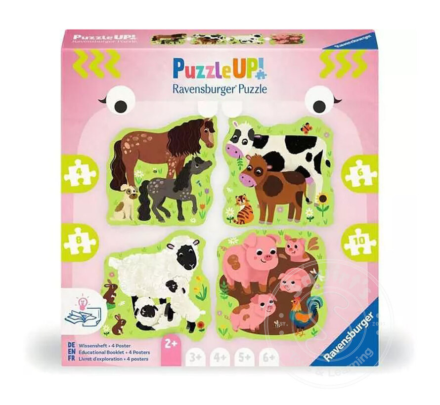 FINAL SALE Rav Puzzle Up Farm Animals 4/6/8/10 pc Puzzles (Damaged Box)