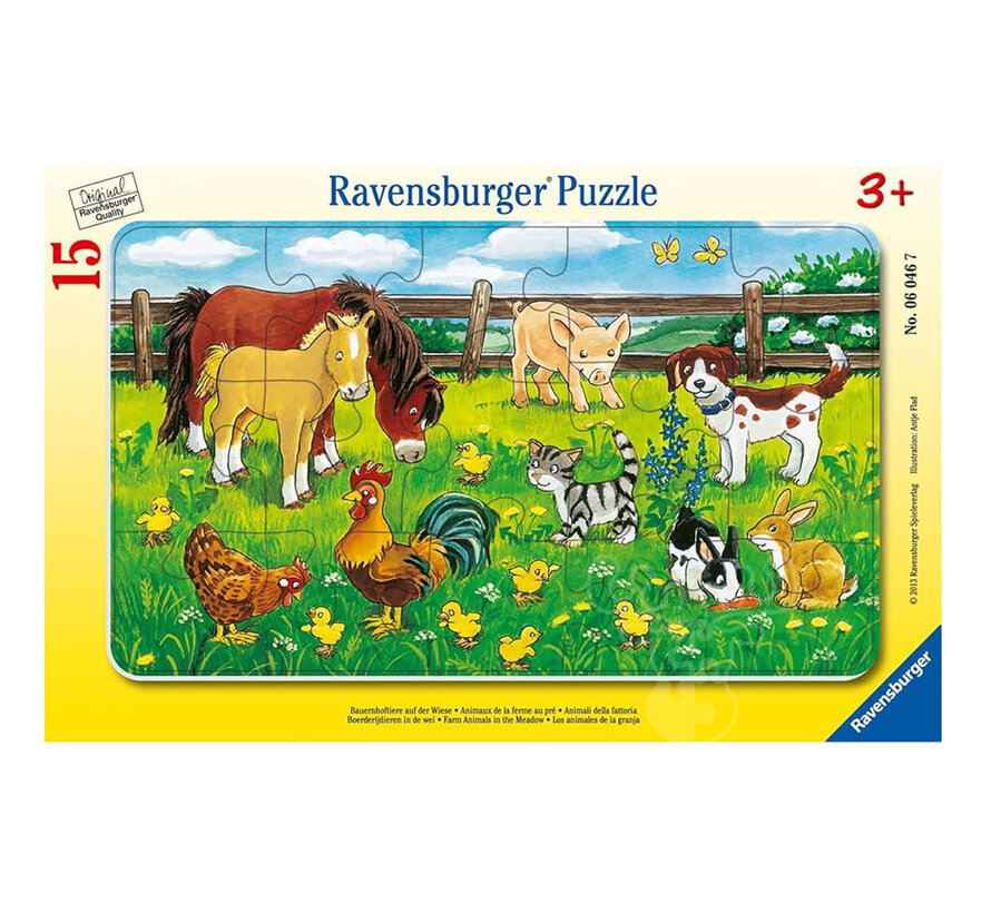Ravensburger Farm Animals in the Meadow  Tray Puzzle 15pcs