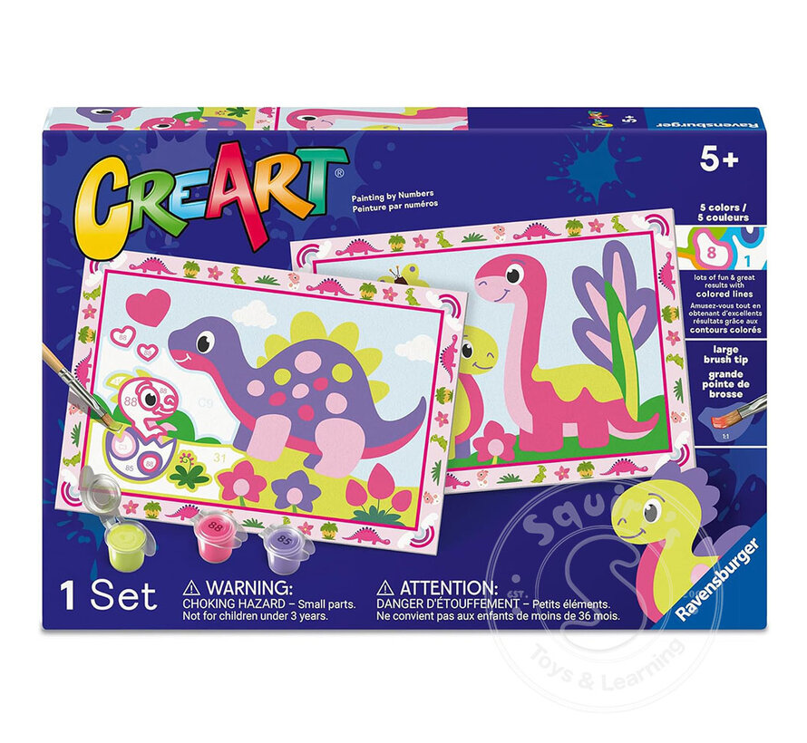 CreArt Junior: Paint by Numbers - Pink Dinosaurs