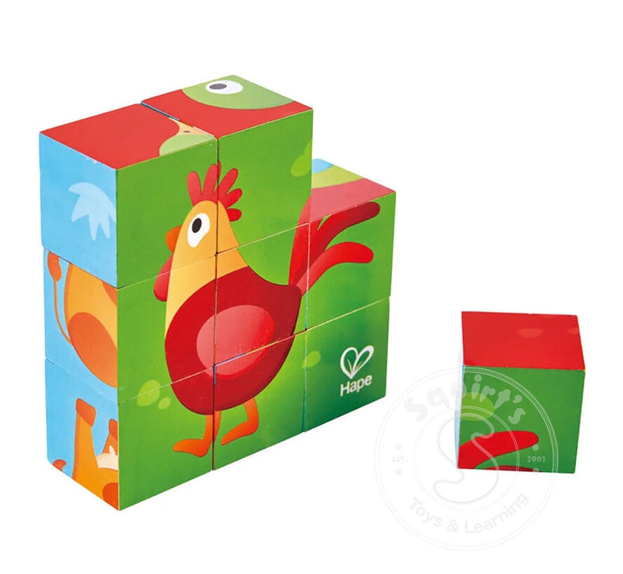 Hape Farm Wooden Block Cube Puzzle
