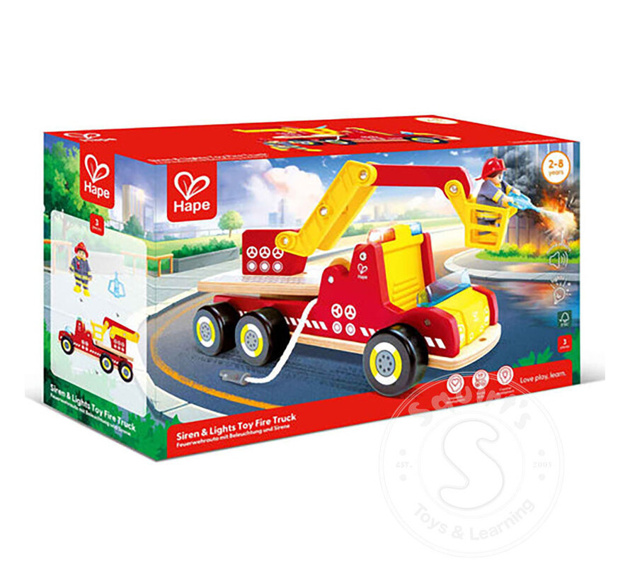 Hape Siren & Lights Toy Fire Truck