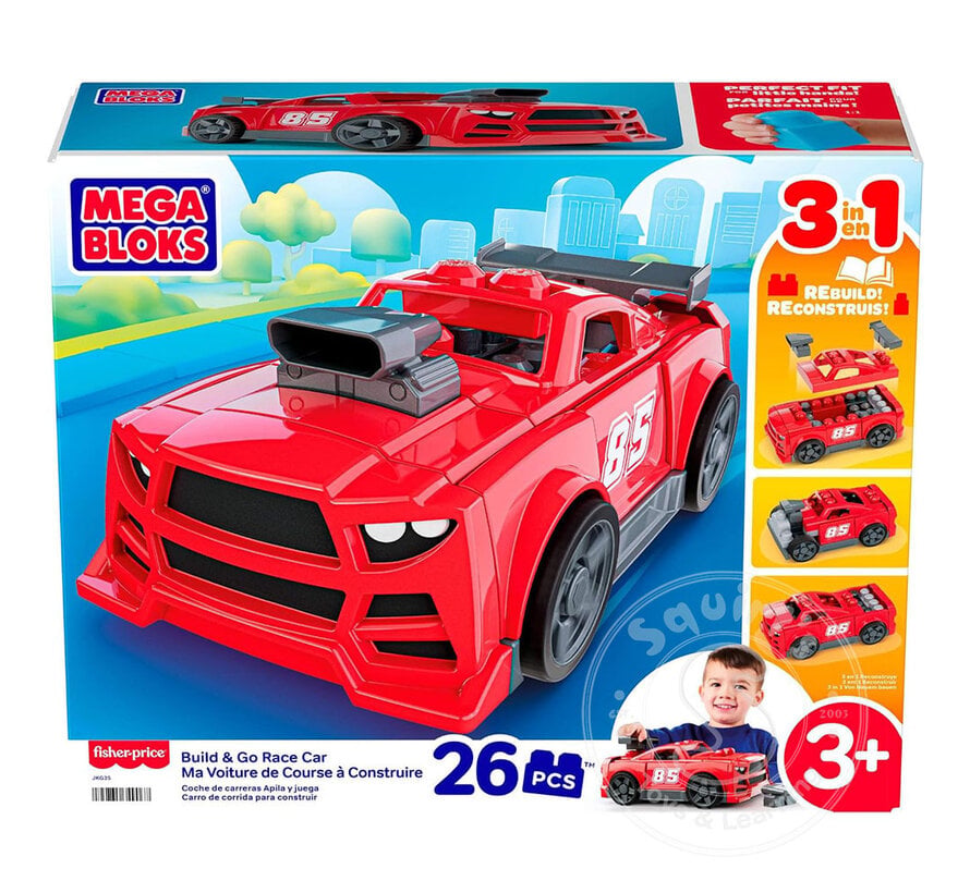 Build & Go Race Car Block Toy with Rolling Wheels