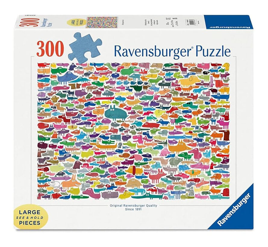 FINAL SALE Rav 387 Dogs & One Cat Large Format Puzzle 300pcs (Damaged Box)