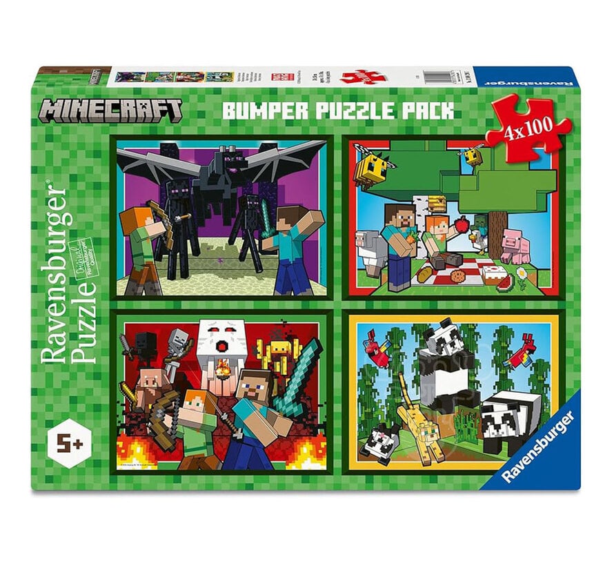 FINAL SALE Rav Minecraft: Realms & Adventures Puzzle 4 x 100pcs XXL