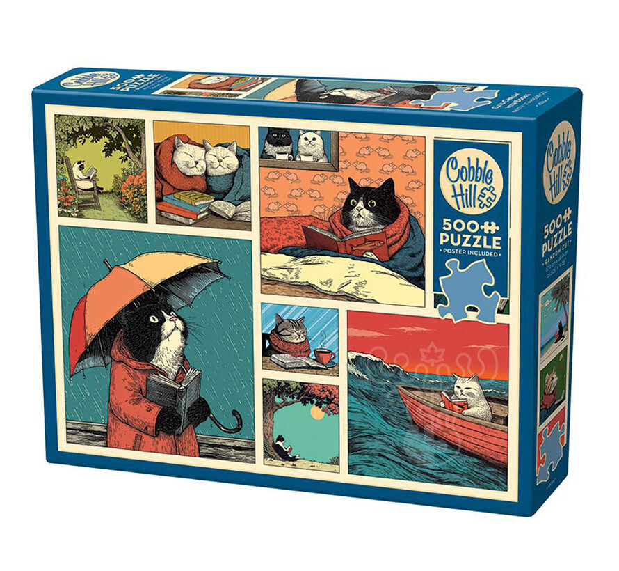 Cobble Hill Cats Chillin' with Books Puzzle 500pcs