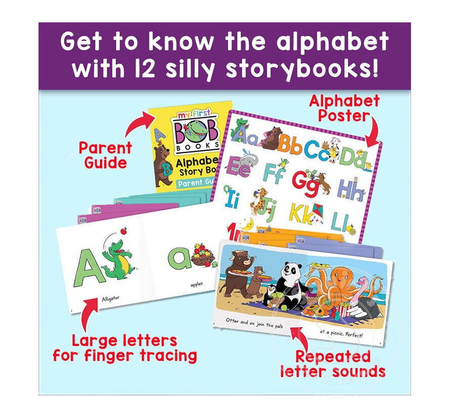 My First Bob Books - Alphabet Story Box | Phonics, Letter sounds, Ages 3 and up, Pre-K
