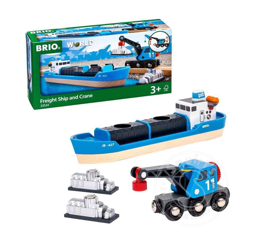 FINAL SALE - Brio Freight Ship and Crane (Damaged Box)