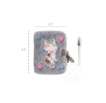 Great Pretenders Cuddle Cat Mini Furry Journal, Grey