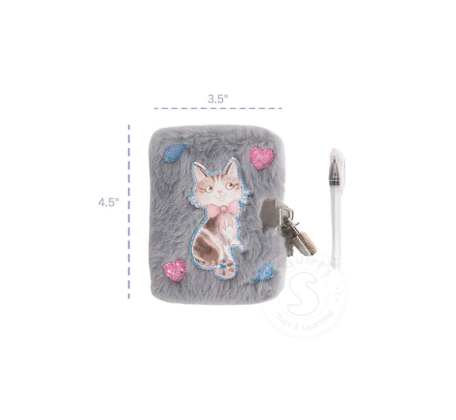 Cuddle Cat Mini Furry Journal, Grey