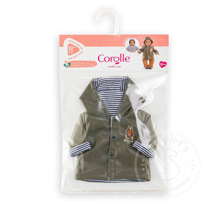 Corolle Mon Premier Bebe Reversible Raincoat - Little Explorer 12” Doll Outfit