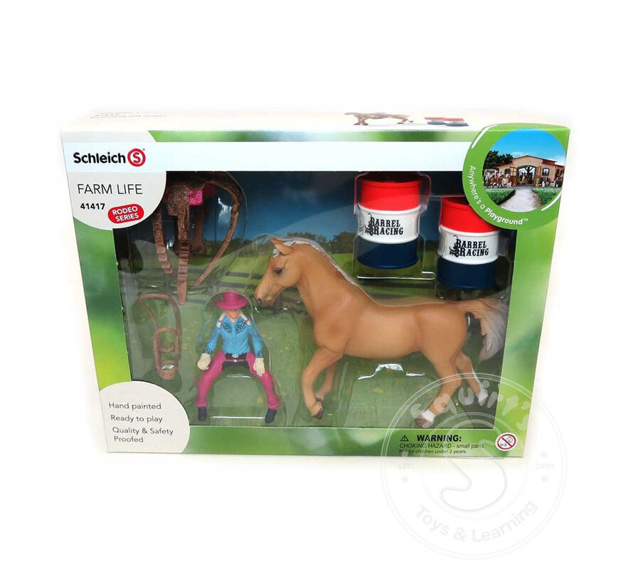 Schleich Barrel racing with cowgirl - Retired