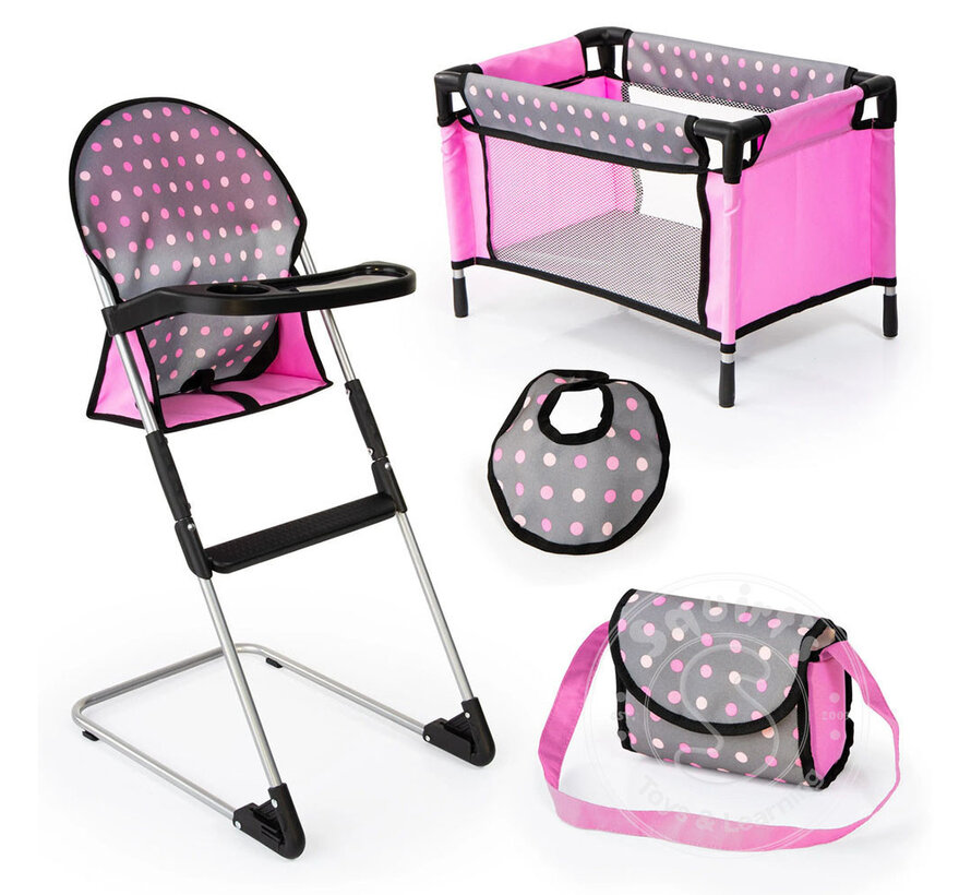 High Chair With Travel Bed Set - Polka Dots