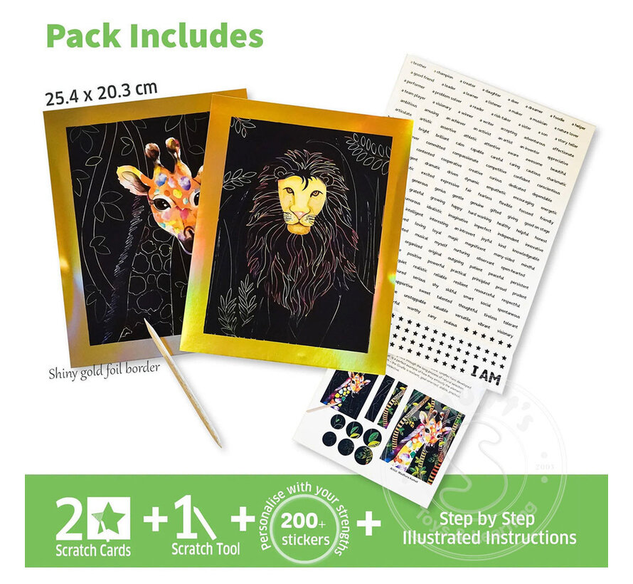 Chalk & Chuckles Scratch Art - Animal Power