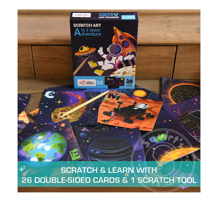 Chalk & Chuckles Scratch Art - A to Z Space Adventure