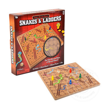 Wooden Snakes & Ladders Game