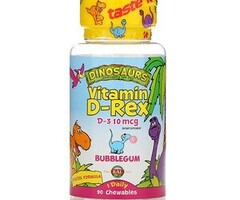 KAL Vitamin D-Rex 400 IU 90Chewables - Bubblegum