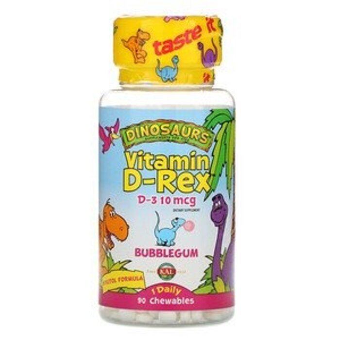 KAL Vitamin D-Rex 400 IU 90Chewables - Bubblegum