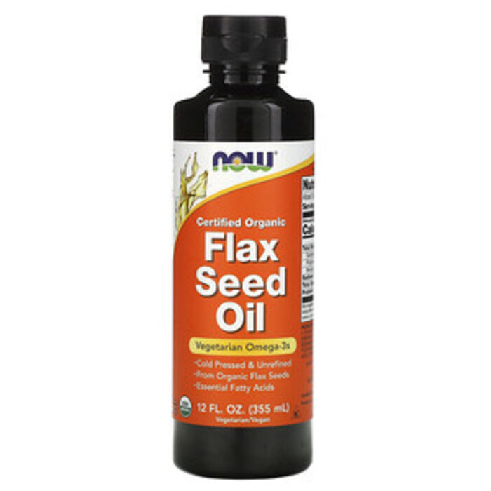 NOW FOODS Certified Organic Flax Seed Oil 12 fl oz
