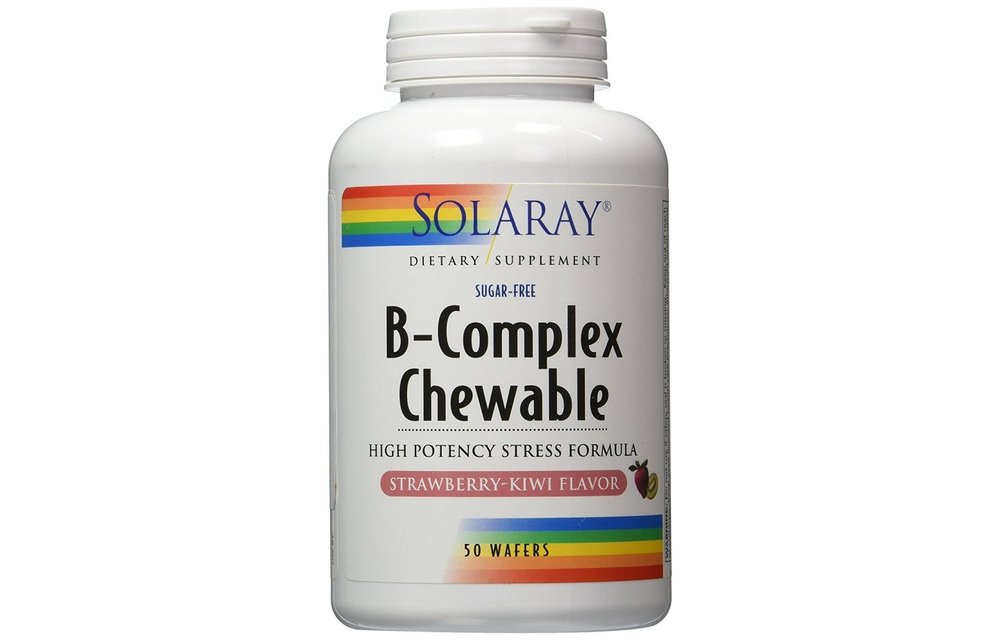 Solaray B-Complex Chewable Strawberry Kiwi 50 Wafers