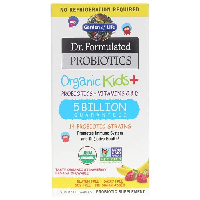 Garden of Life Dr Formulated Organic Kids+ Strawberry Banana Shelf Stable 30 Chewables