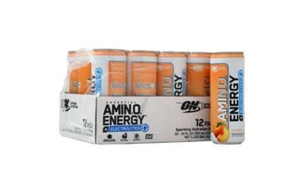 Optimum Nutrition Essential AMIN.O. Energy + Electrolytes RTD Peach Bellini 12 cans