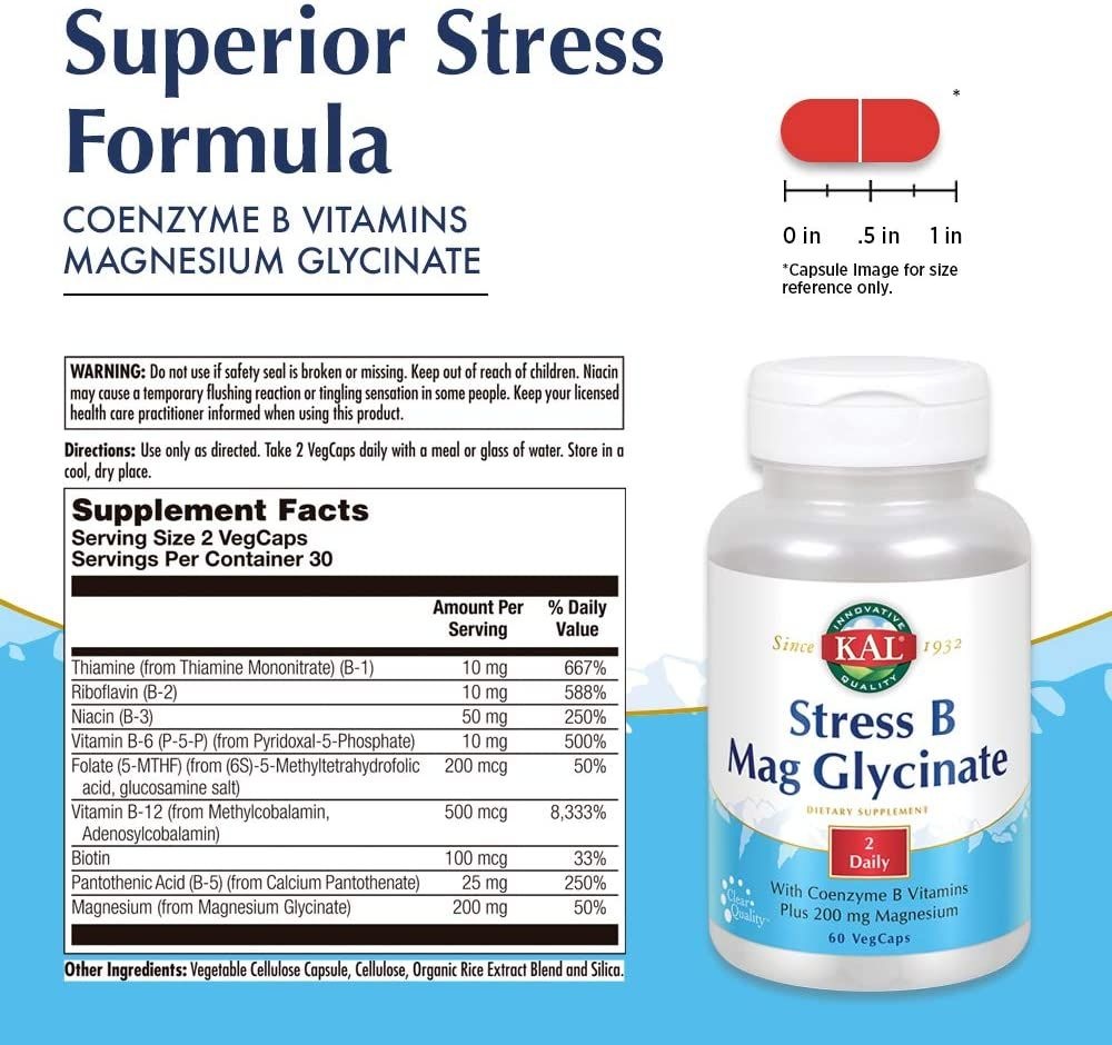 KAL Stress B Mag Glycinate - 60 Vegetarin Capsules