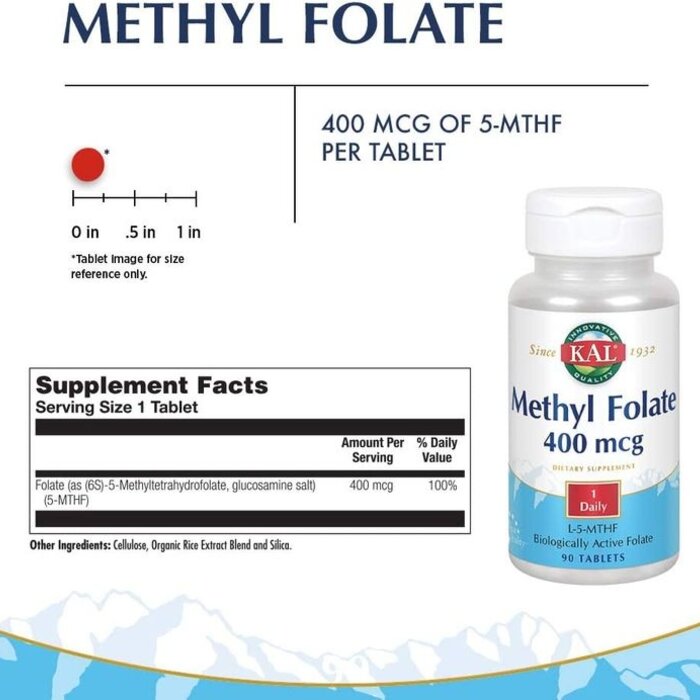 KAL Methyl Folate 400mcg - 90 Capsules