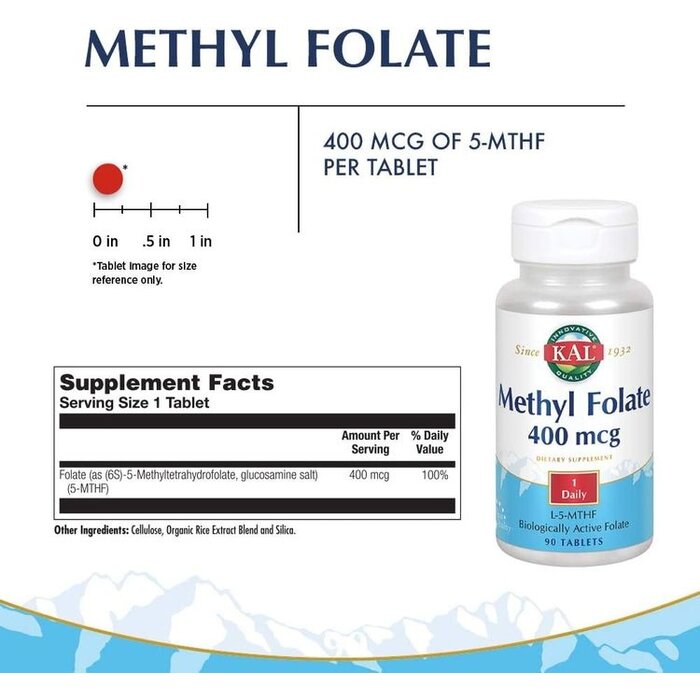 KAL Methyl Folate 400mcg - 90 Capsules