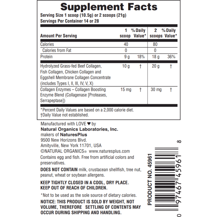 Nature's Plus Collagen Peptides .65 lb - Unflavored