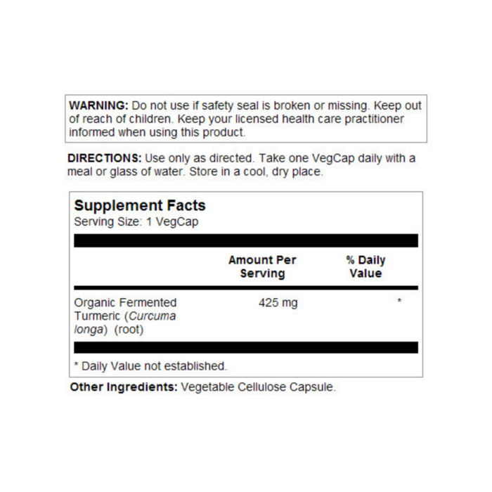 Solaray Fermented Turmeric Root 425mg - 100 Vegetarian Capsules