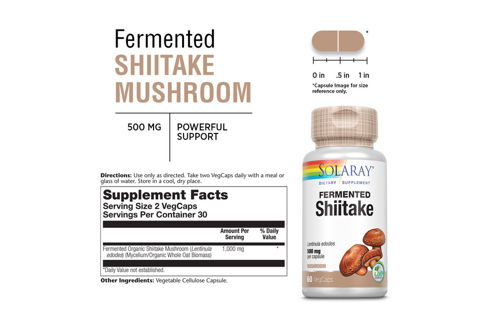 Fermented Shiitake Mushroom 500mg - 60 Vegetarian Capsules