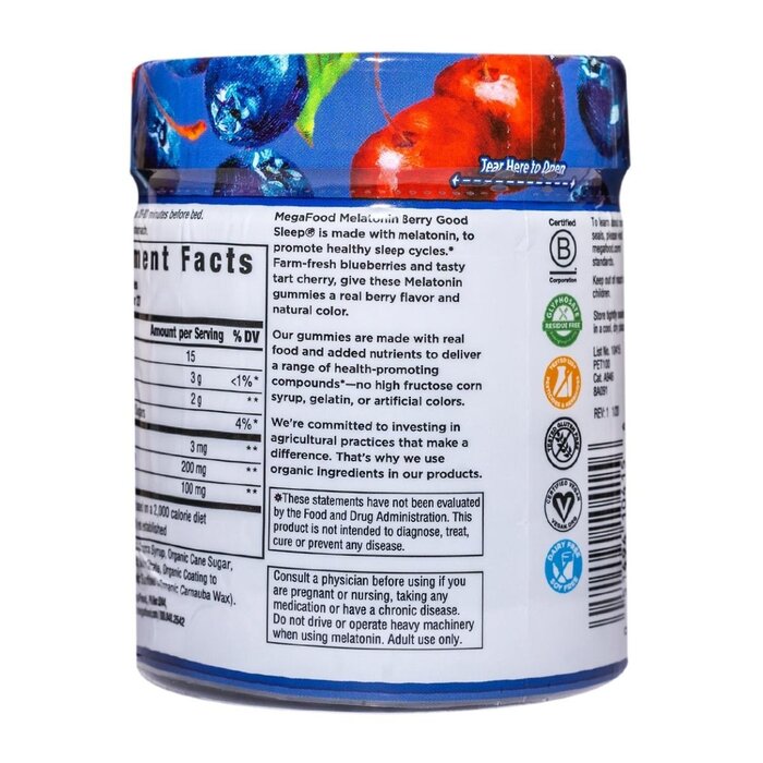 MegaFood Melatonin 3mg Berry Gummies