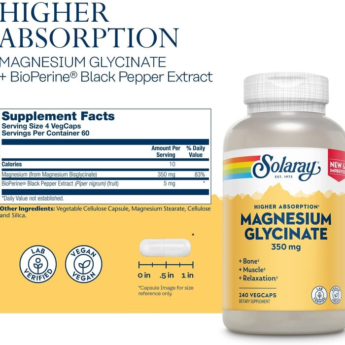 Solaray Magnesium Glycinate 350mg 120 caps