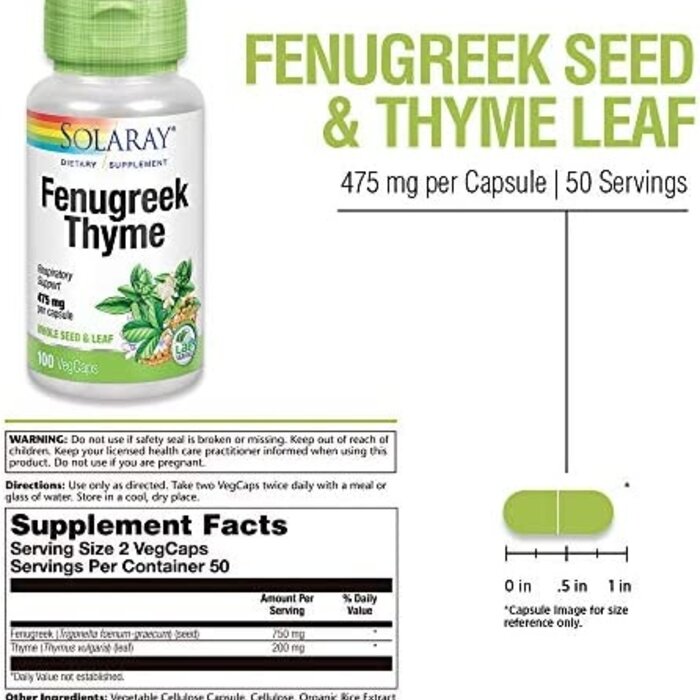 Solaray Fenugreek & Thyme 475mg 100 capsules
