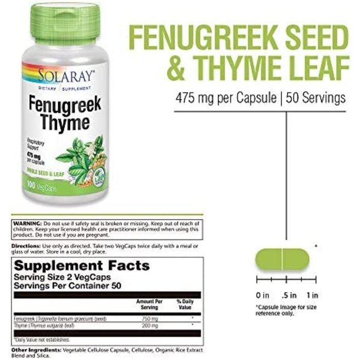 Solaray Fenugreek & Thyme 475mg 100 capsules