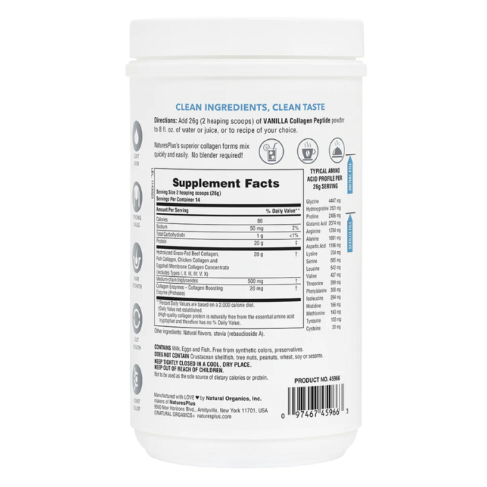 Nature's Plus NaturesPlus Collagen Peptides - Vanilla, 364 g