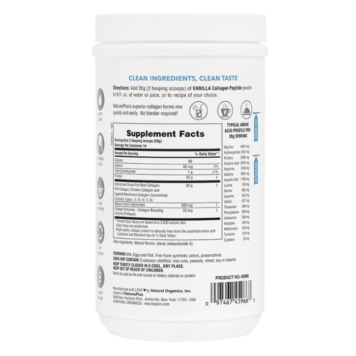 Nature's Plus Collagen Peptides - Vanilla 364g