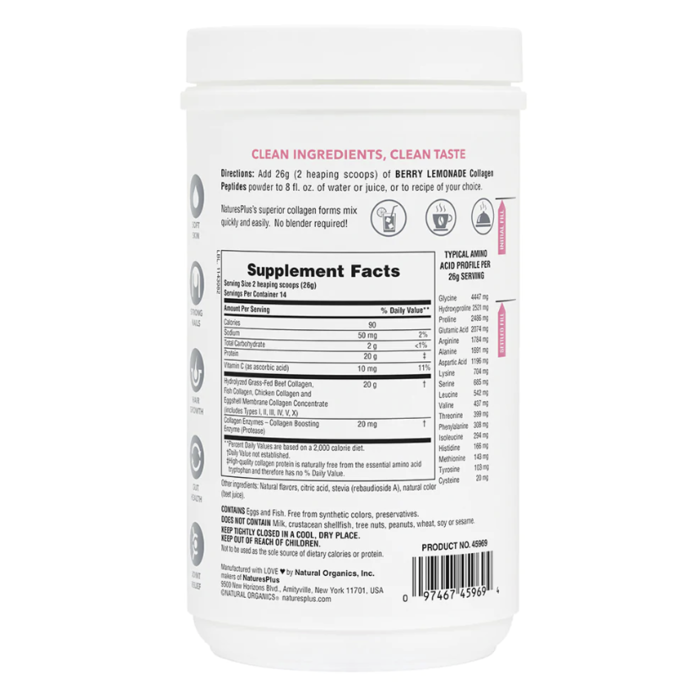 Nature's Plus Collagen Peptides - Berry Lemonade 364g