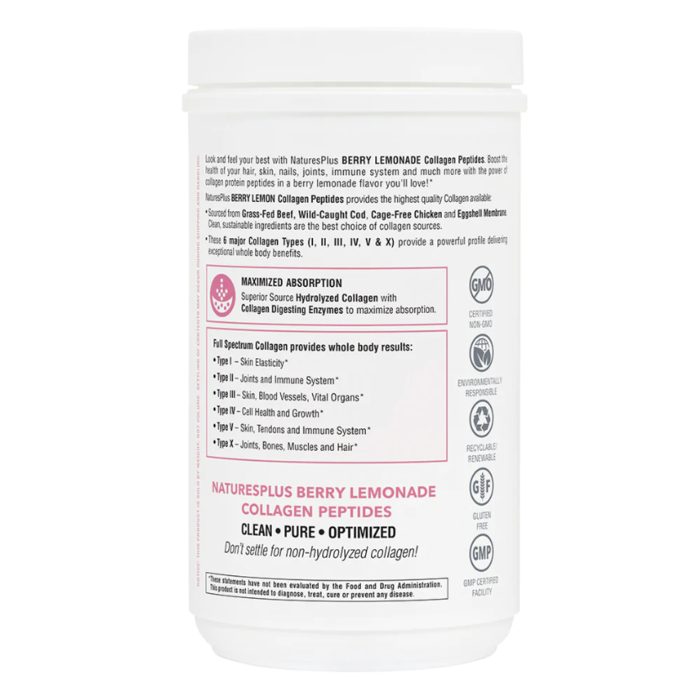 Nature's Plus Collagen Peptides - Berry Lemonade 364g