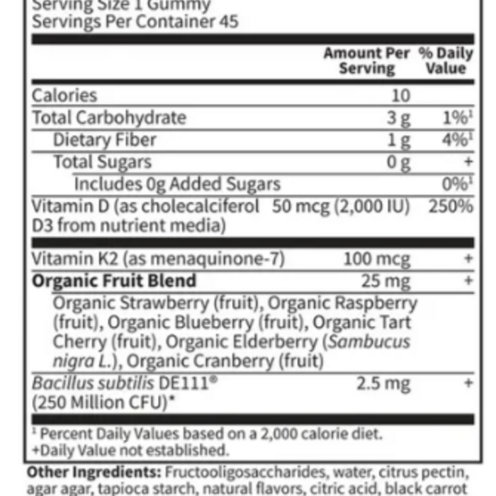 Garden of Life Vitamin Code Gummies - D3 & K2 - 45Gummies