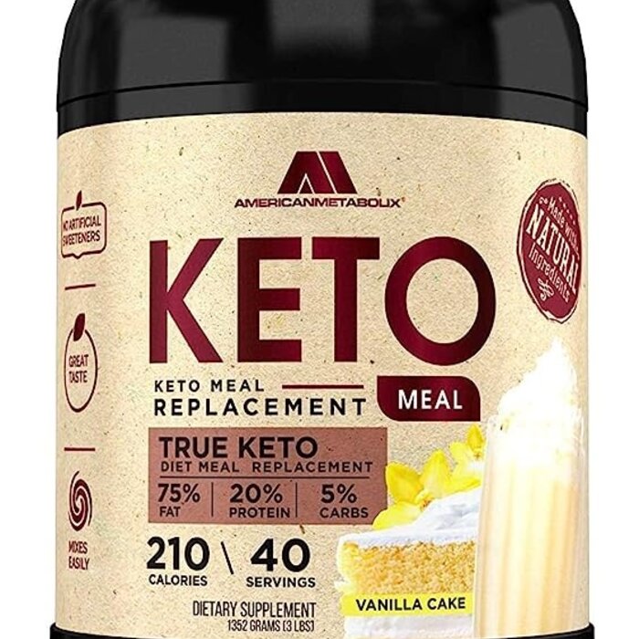 Amercan Meetabolix AM Keto Meal Replacement 3lb Vanilla Cake