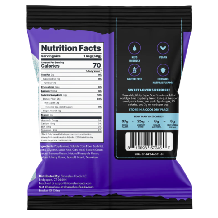 Shameless Snacks Shameless Snacks- Super Sour Blue Raspberry