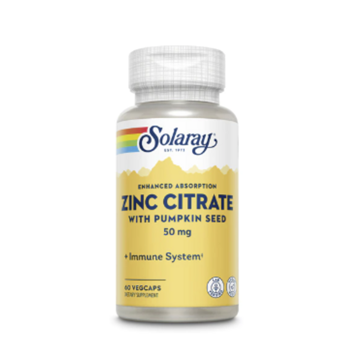 Solaray Zinc Citrate -- 50 mg - 60 VegCaps