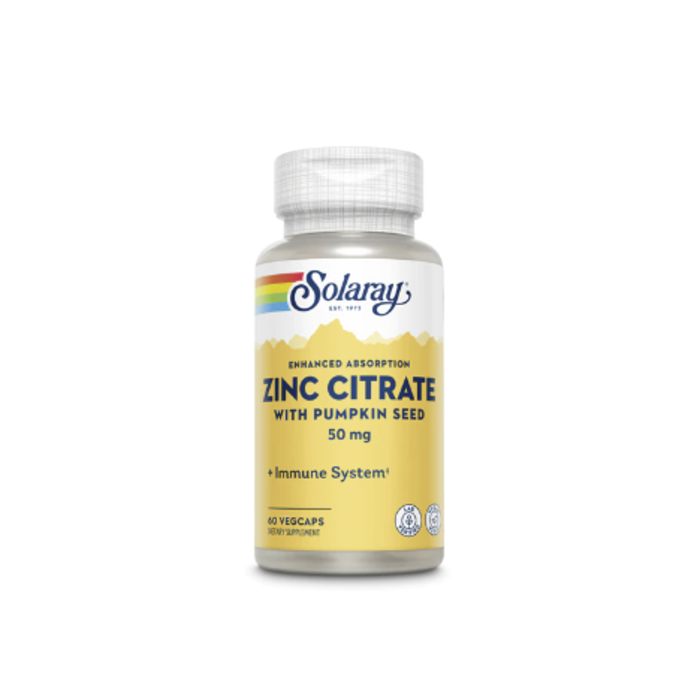 Solaray Zinc Citrate -- 50 mg - 60 VegCaps