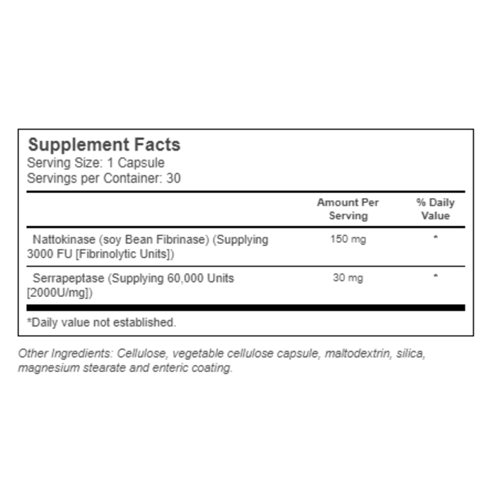 Solaray Nattokinase Serrapeptase -- 30 VegCaps